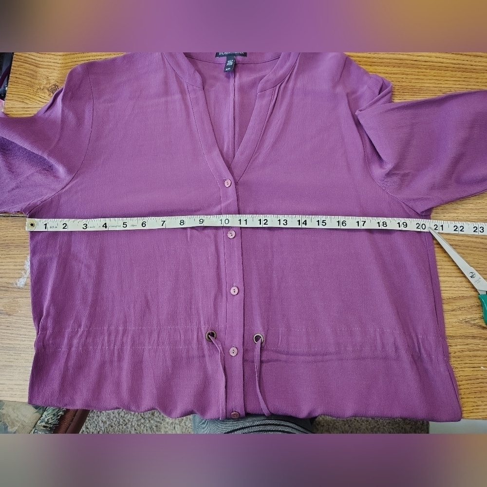 Eileen Fisher Shirt Dress Tencel purple button down  long sleeves, sz M, casual. - Picture 8 of 16